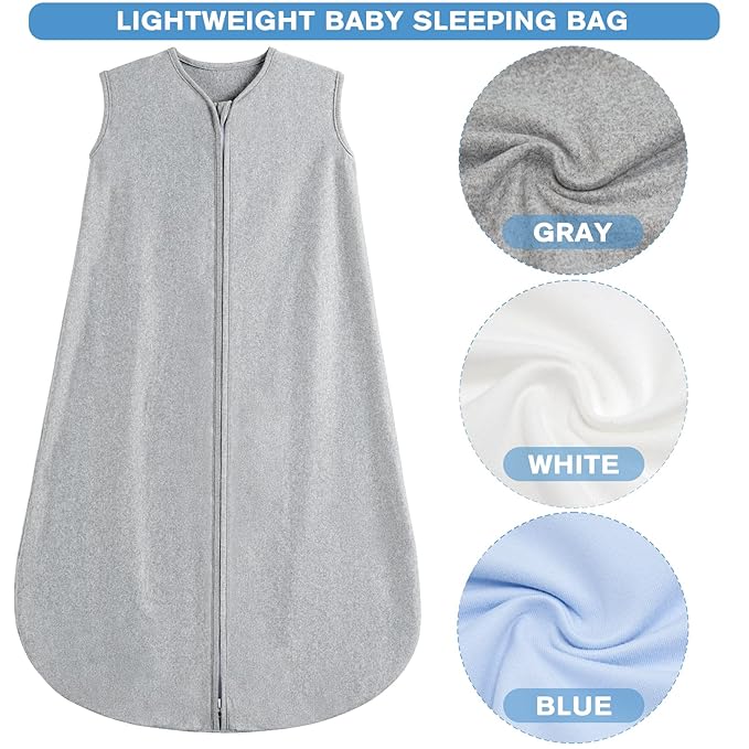 3 Pack Baby Sleep Sack 18-24 Months 100% Rayon Cotton Baby Sleeping Bag 2-Way Zipper Toddler Wearable Blankets Comfy Stretchy Thin Sleep Sacks TOG 0.3