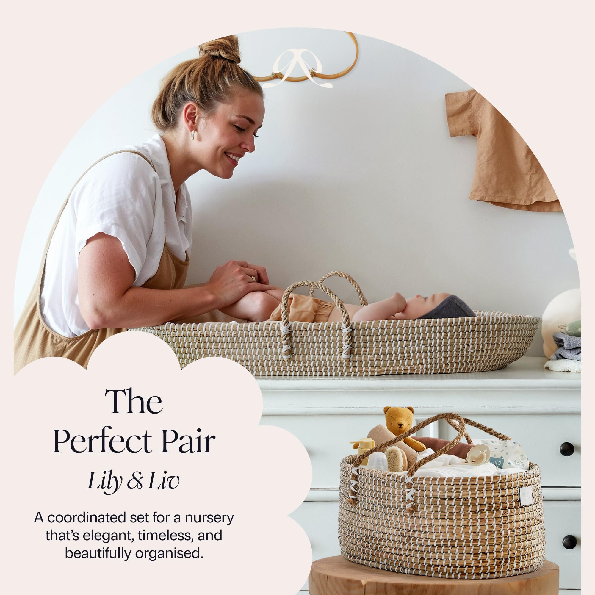 BEBE BASK Premium Baby Diaper Caddy Organizer - Basket With Cotton Divider