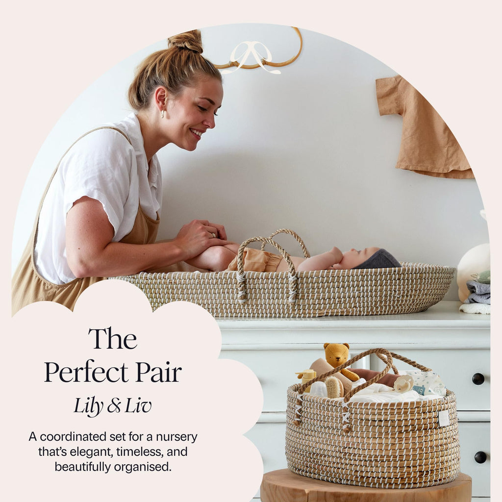 BEBE BASK Premium Baby Diaper Caddy Organizer - Basket With Cotton Divider