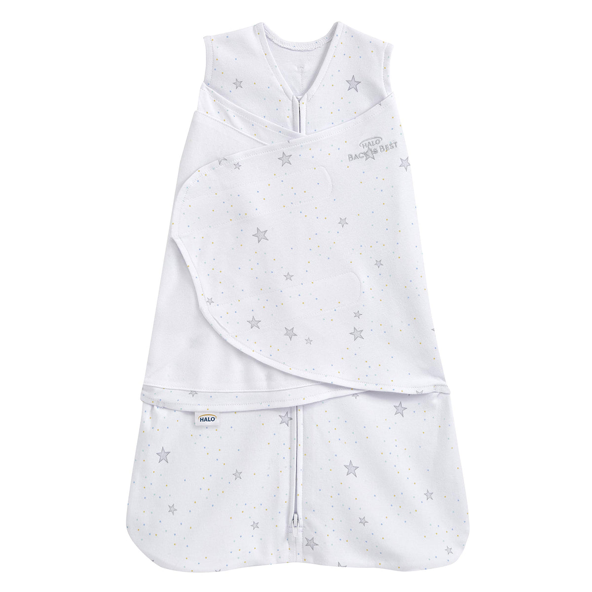 HALO 100% Cotton Sleepsack Swaddle, 3-Way Adjustable Wearable Blanket, TOG 1.5, Space, Small, 3-6 Months