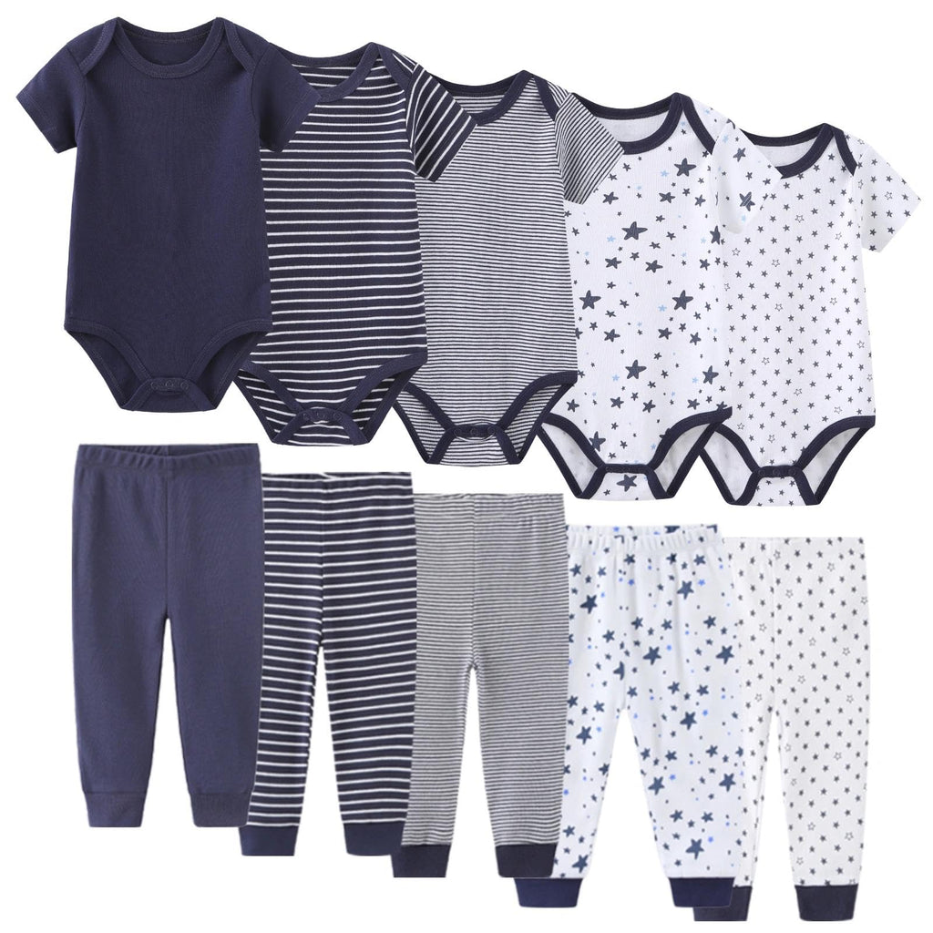 JELYLOVE 10 Pack Baby Boy Girl Bodysuits And Pants Sets New Born Outfits