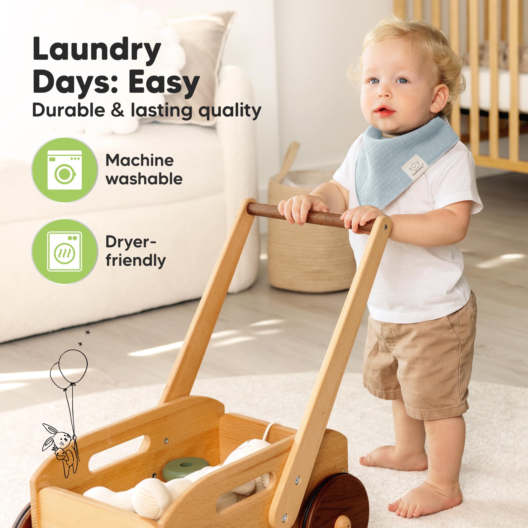 KeaBabies 8pk Organic Baby Bandana Bibs for Drooling Teething (Moor/Quin)