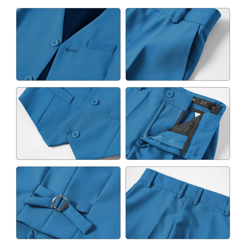 Boys Suit Vest Set Formal Dress Suits Wedding Outfit, Teal Blue, Size 16