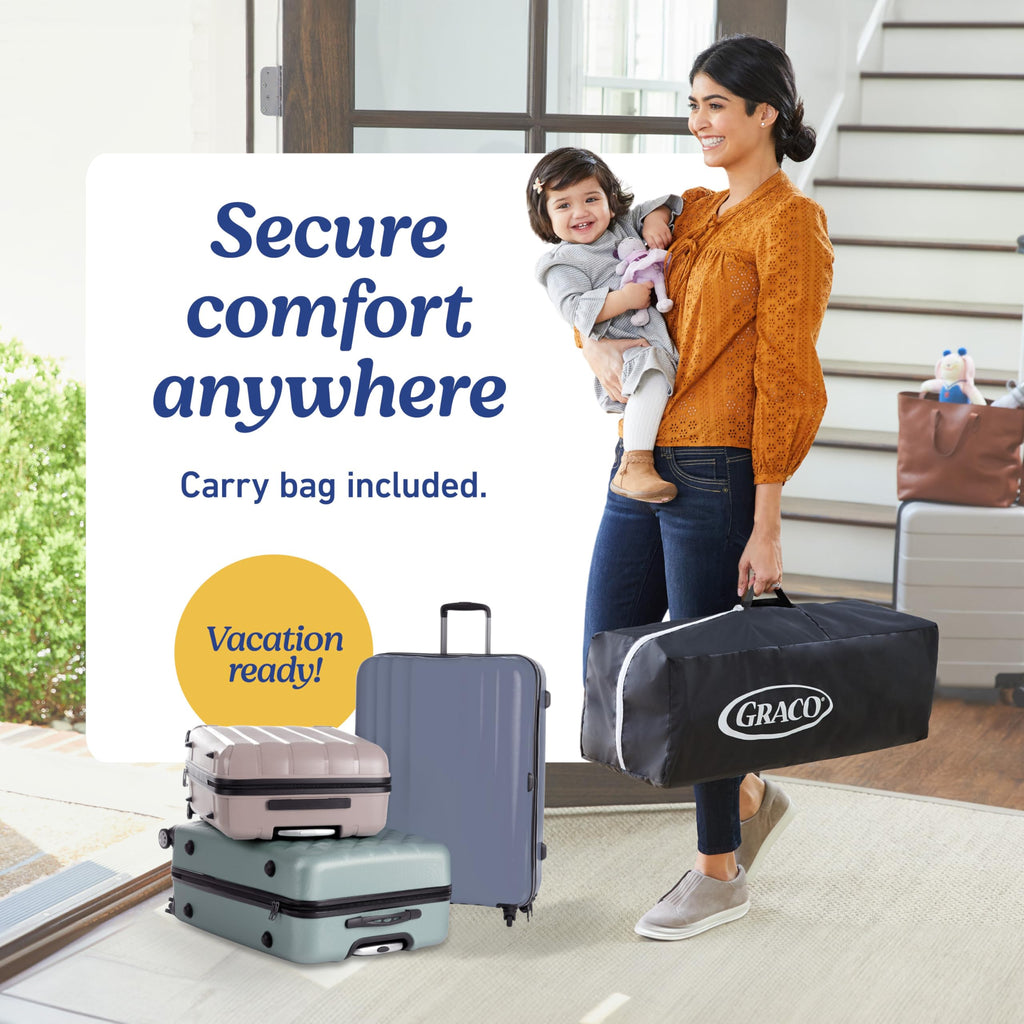 Graco® On the Go Zip Pack 'n Play Playard, Folding Playpen with Bassinet, Portable Crib, Reeves