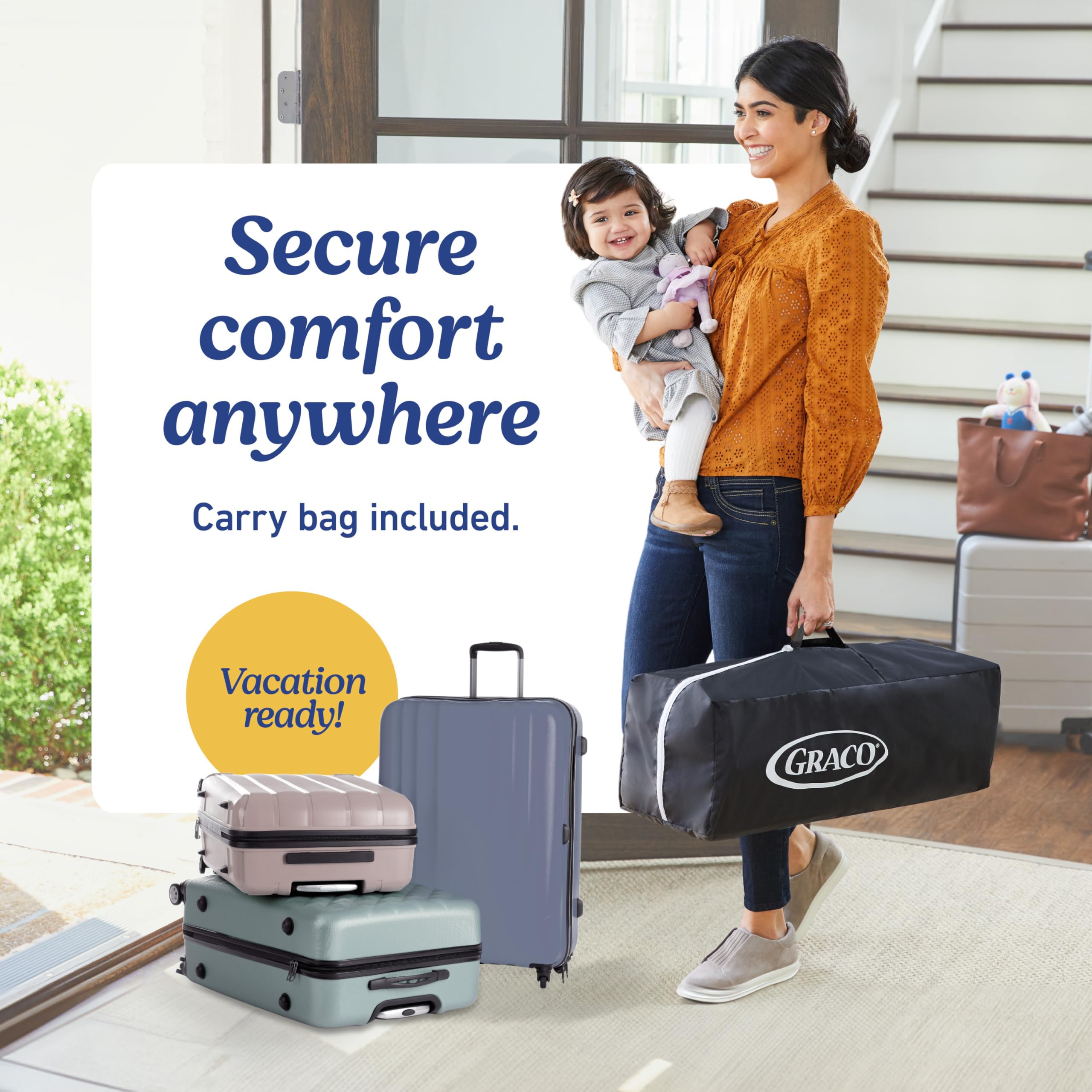 Graco® On the Go Zip Pack 'n Play Playard, Folding Playpen with Bassinet, Portable Crib, Reeves