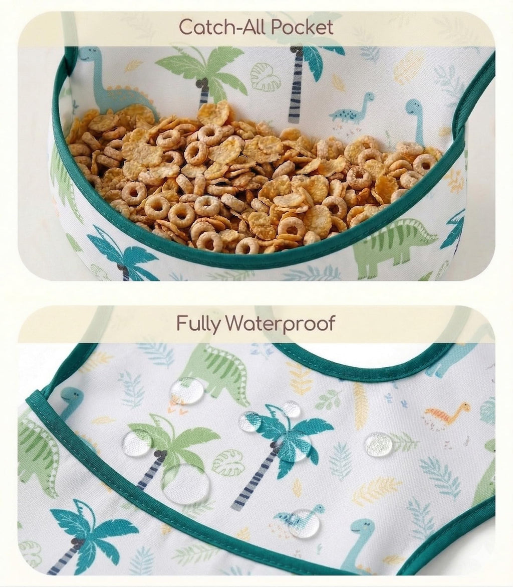 CIVARUA KIDS 3 Pack Waterproof Baby Bibs for Eating, Mess Proof Feeding Bib