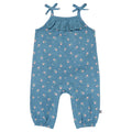Modern Moments by Gerber Baby Girls' Sleeveless Ruffle Romper, Dark Teal Aster Flower, 6-9 Months