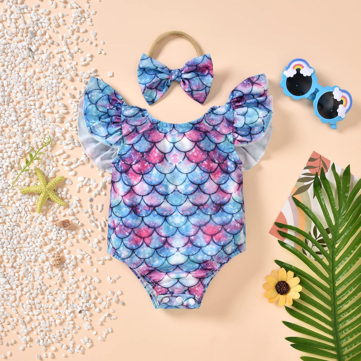 HIHA Toddler Girl Swimsuit Bathing Suit Ruffle One Piece Swimwear Sunsuit Watermelon 3-4T