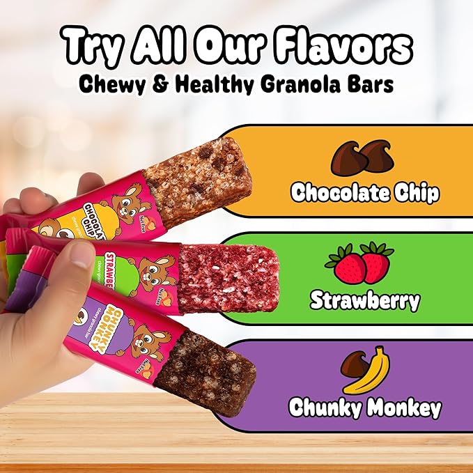 Snakkidz Organic Chewy Granola Bar, Allergen Free, Made with Avocado Oil, Low Sugar (45 Bars, Chocolate Chip)