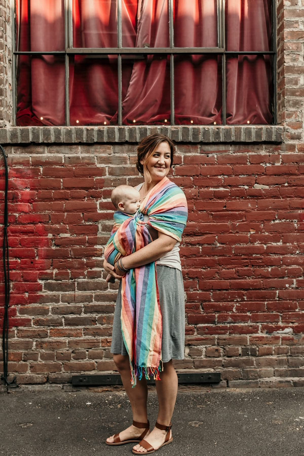 Hip Baby Wrap Ring Sling Carrier for Baby, 8-35 lbs - Summer Rainbow