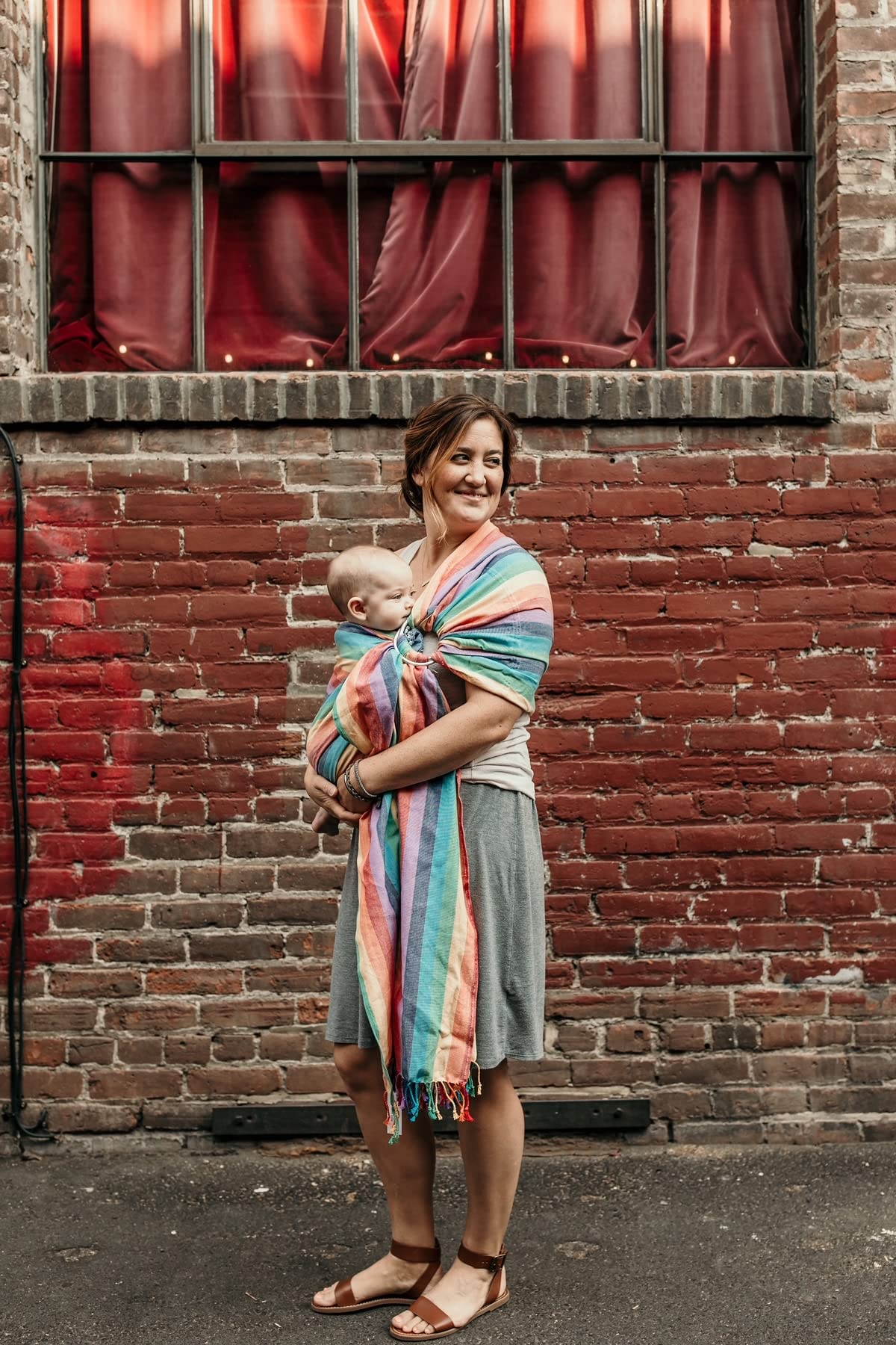 Hip Baby Wrap Ring Sling Carrier for Baby, 8-35 lbs - Summer Rainbow