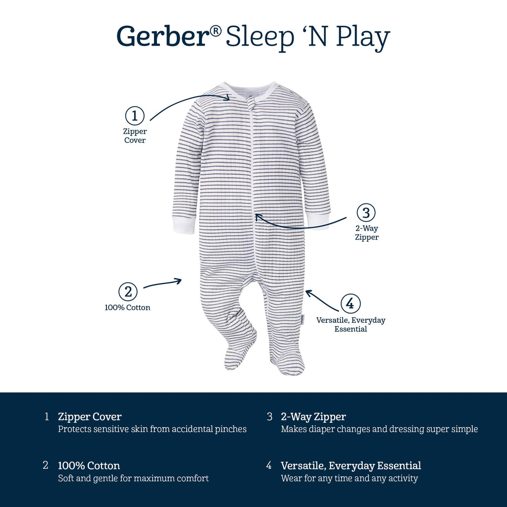 Gerber Baby Girls' 4-Pack Sleep 'N Play Footie, Daisy, 0-3 Months