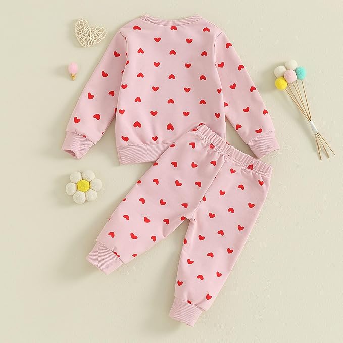 Fernvia Toddler Baby Girl Clothes 3 6 9 12 18 24 Months Fall Outfits Solid Long Sleeve Sweatshirt Tops + Pants Set