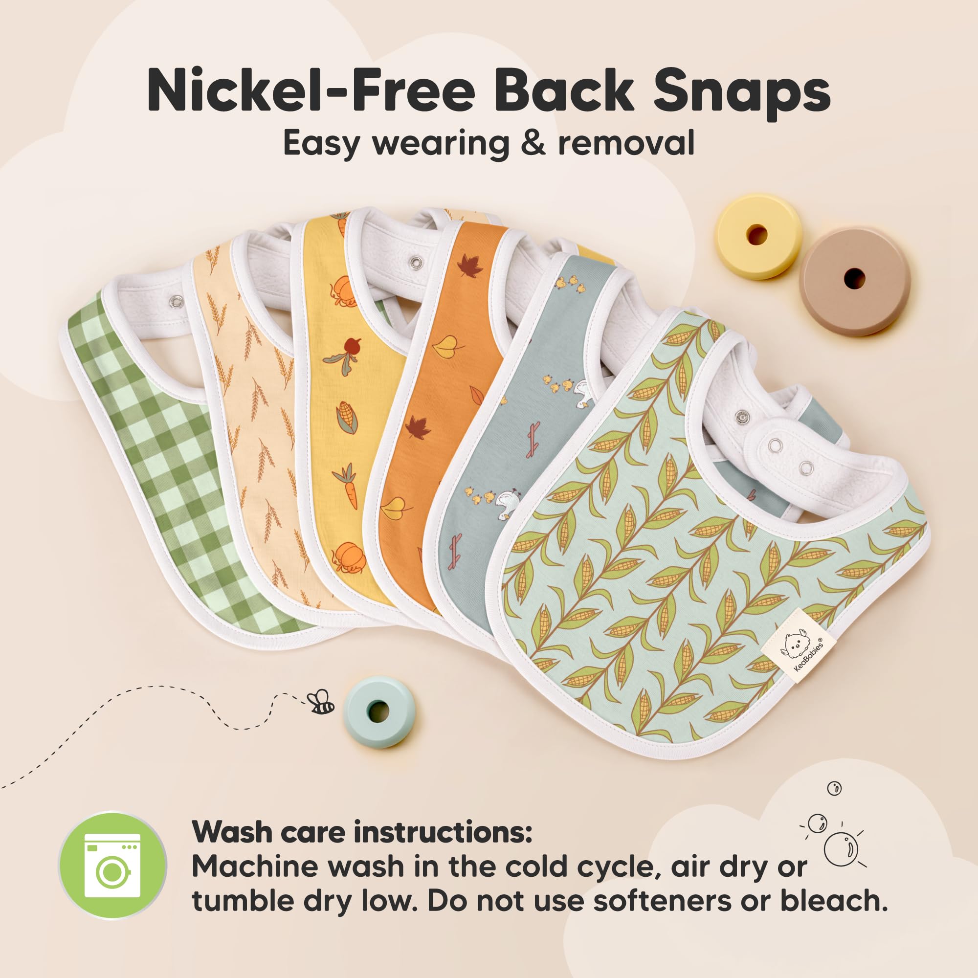 KeaBabies 8-Pack Organic Baby Bibs for Drooling and Teething (Countryside)