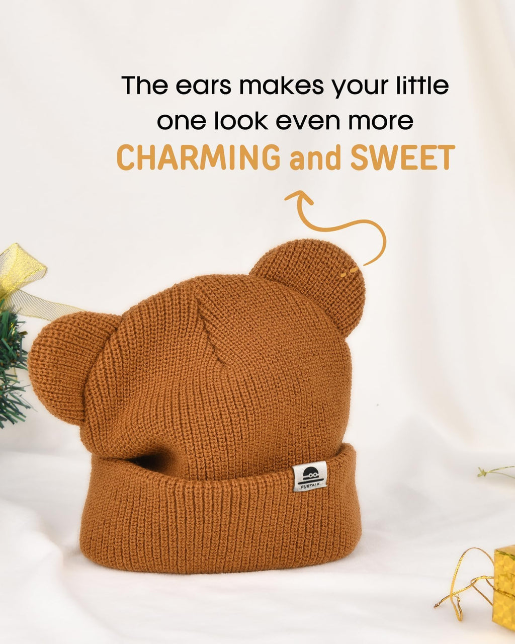 FURTALK Baby Beanie with Bear Ear Warm Knit Winter Hat for Infant Toddlers