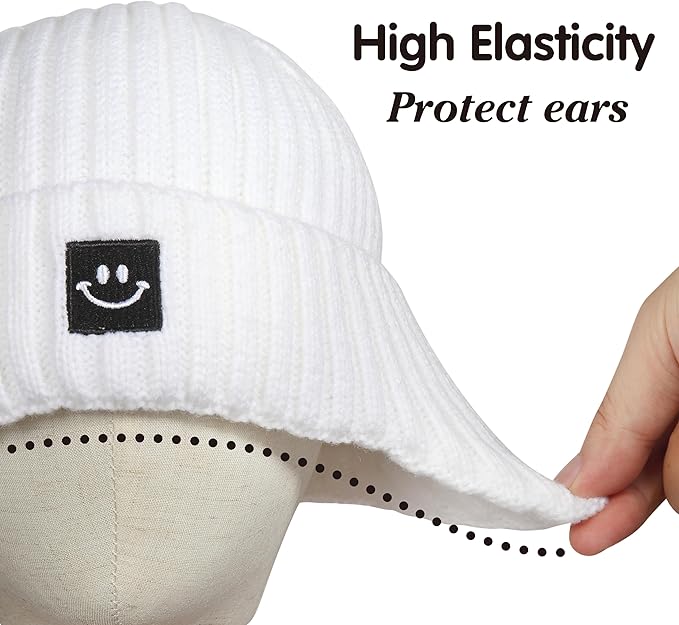 MaxNova 2 Pack Baby Beanie Toddler Winter Hat with Earflap for Girls Boys 0-8 Years