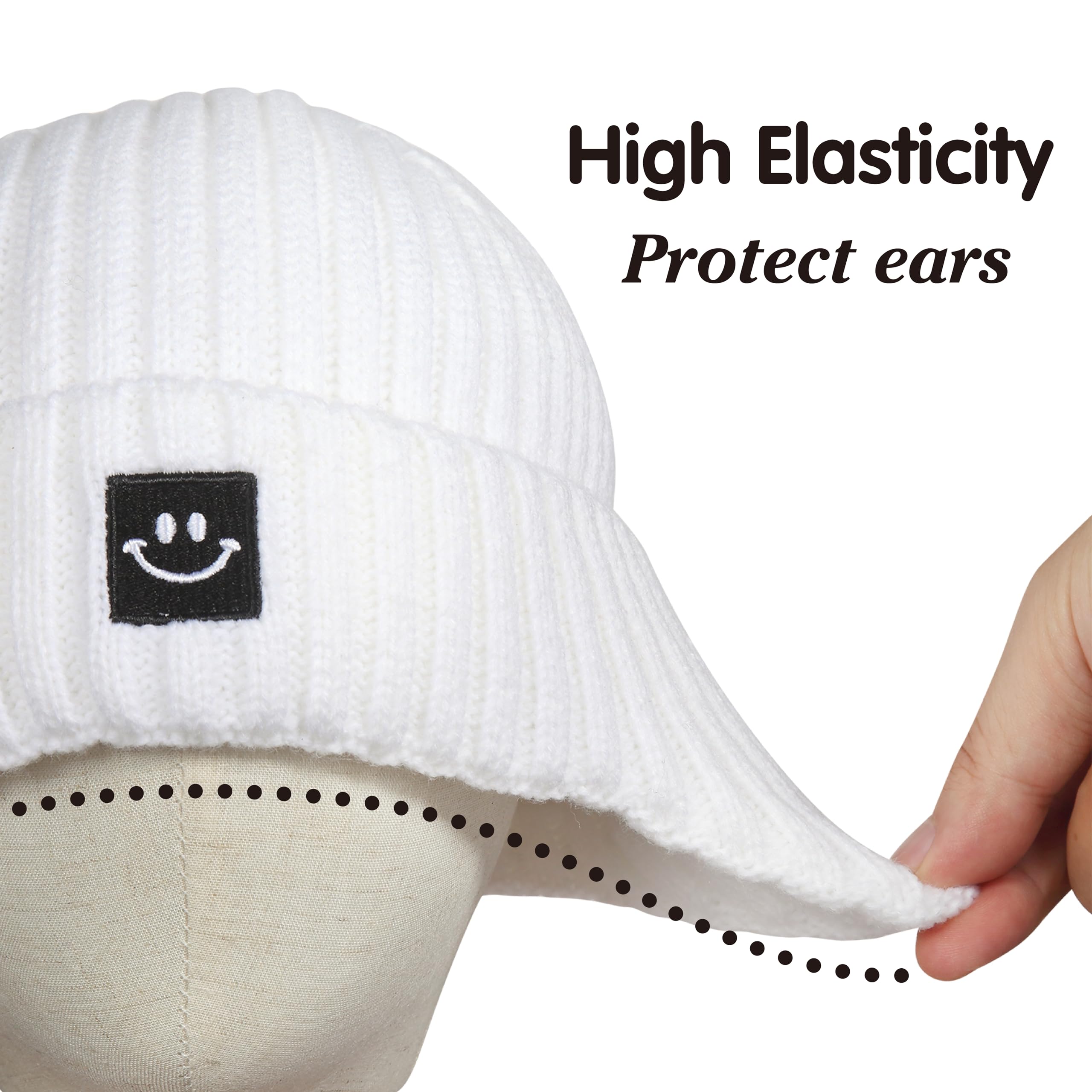 MaxNova Knit Ski Hat 3-8T Black/White 2 Pack