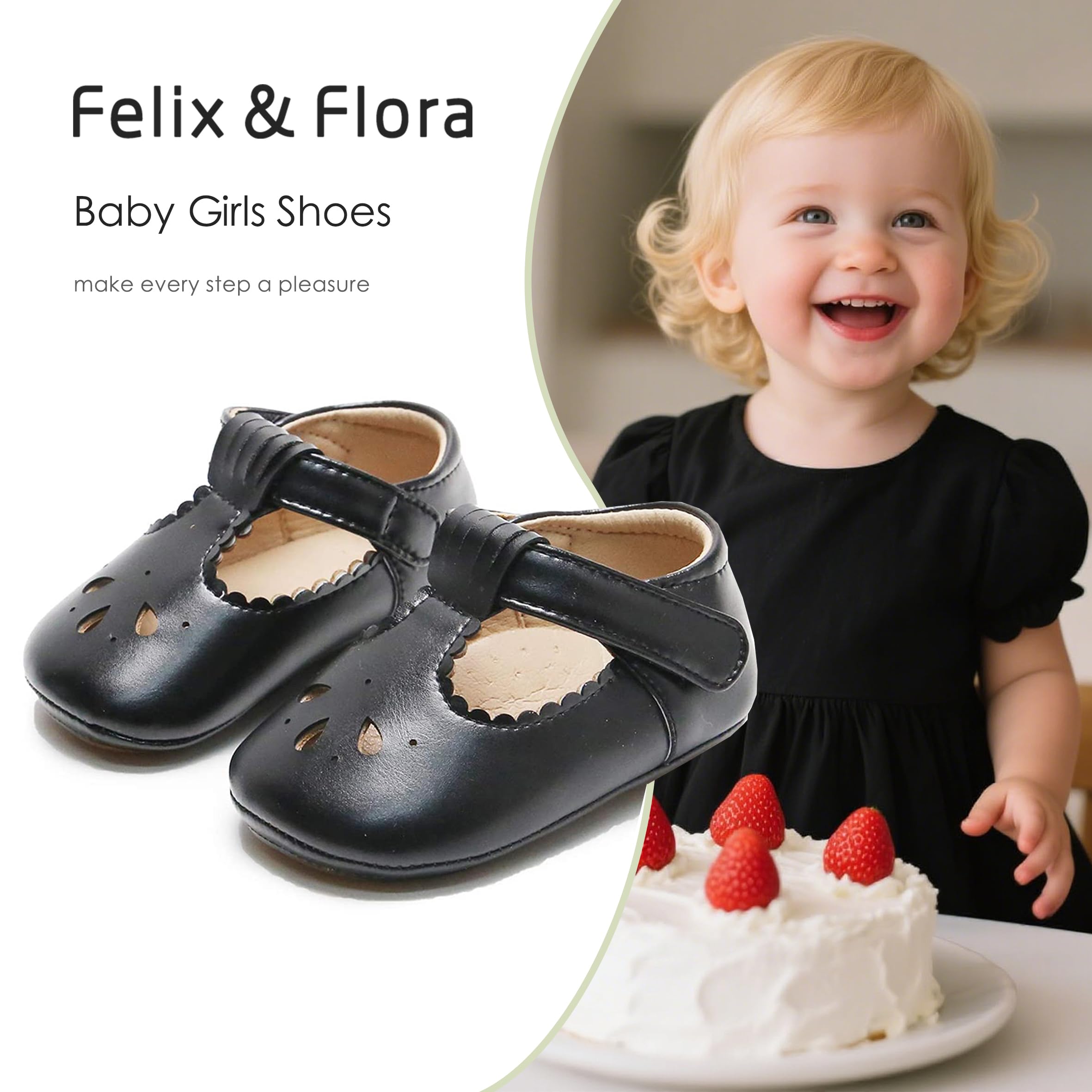 Soft Sole Black Baby Shoes - Infant Baby Walking Shoes Moccasinss Rubber Sole Crib Shoes(Black,6-9Months Infant)