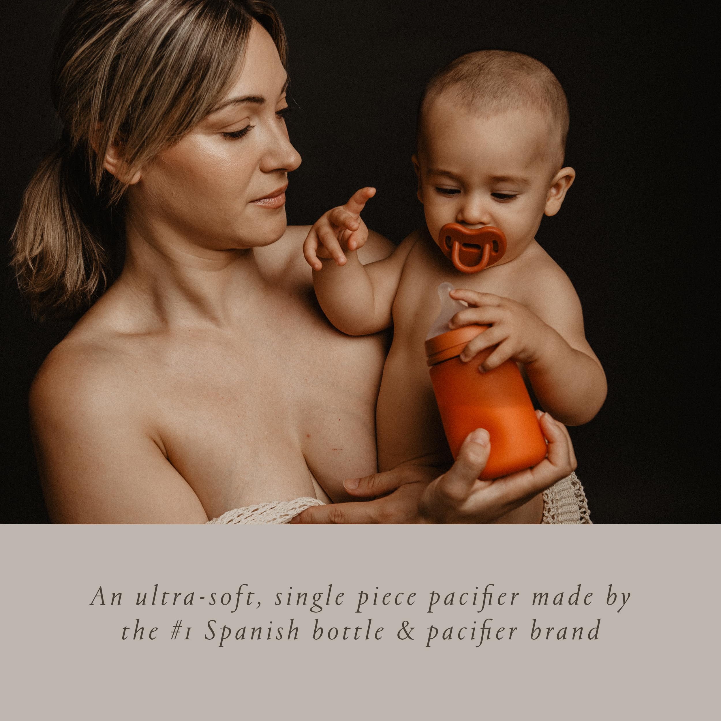 Color Essence SX PRO Silicone Baby Pacifier 1Pk, Made with 100% Soft Silicone, Baby Essentials Perfect for Breastfeeding Babies, Designed in Spain, 6-18 Mths, Bright Mustard