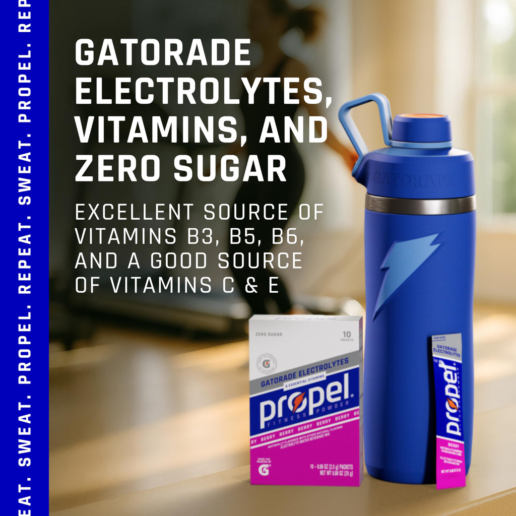 Propel Electrolyte Enhanced Water Drink Mix Powder Packets, Grape Variety Pack, Zero Calorie & Sugar Hydration with Vitamins C & E (30 Packets)
