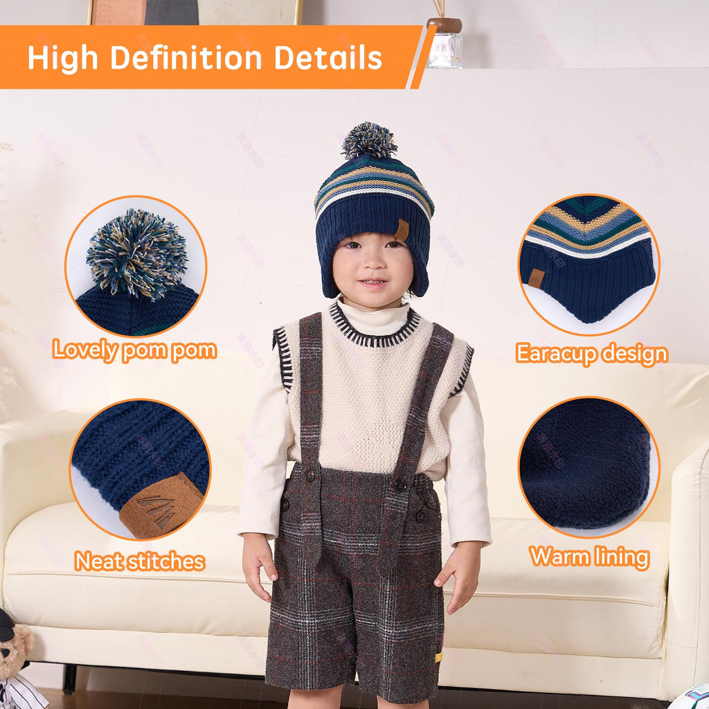 Moon Kitty Toddler Winter Hats for Boys Baby Boy Beanie Hats Earflap