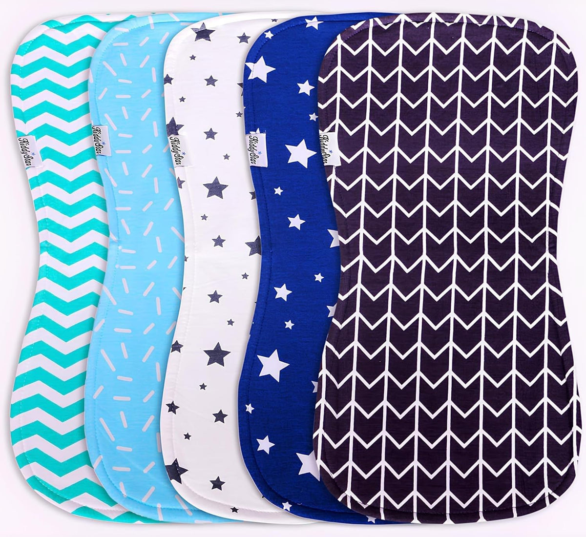 KiddyStar Premium 5-Pack Organic Cotton Burp Cloths for Newborns & Infants