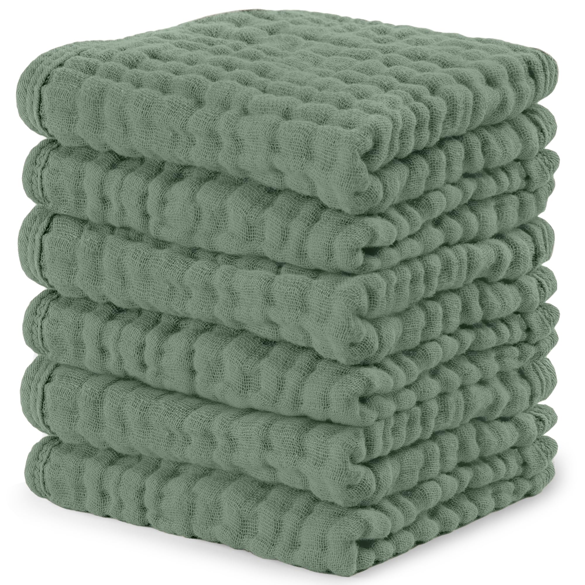 Comfy Cubs Muslin Baby Washcloths 10"x10" 6 Pk - Fern