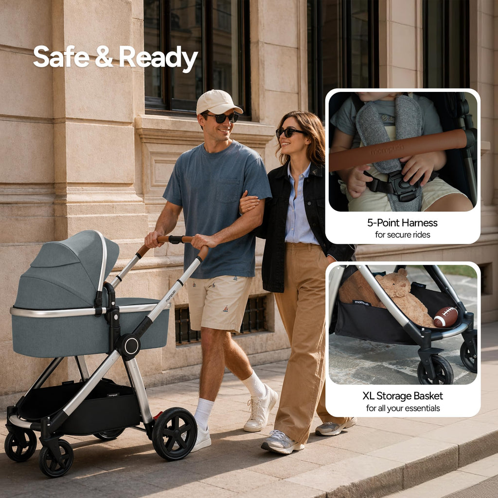 Mompush Ultimate2 Full-Size Stroller with Bassinet, Newborn to Toddler