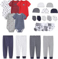 Newborn Layette Gift Set Bodysuits Pants for Baby Girl and Boy 24 Piece 100% Cotton Essentials and Accessories