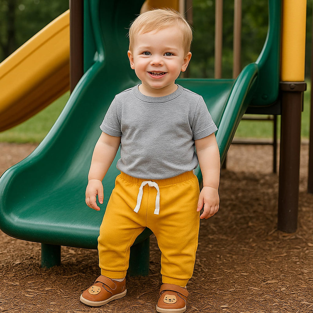 SOBOWO Baby Boy Pants 12-18 Months Toddler 3-Pack Joggers Infant Baby Cotton Harem Pants for Toddler Boys Girls 0-3T Interlock 195 GSM(12-18 Months, Navy/Yellow/Blue)