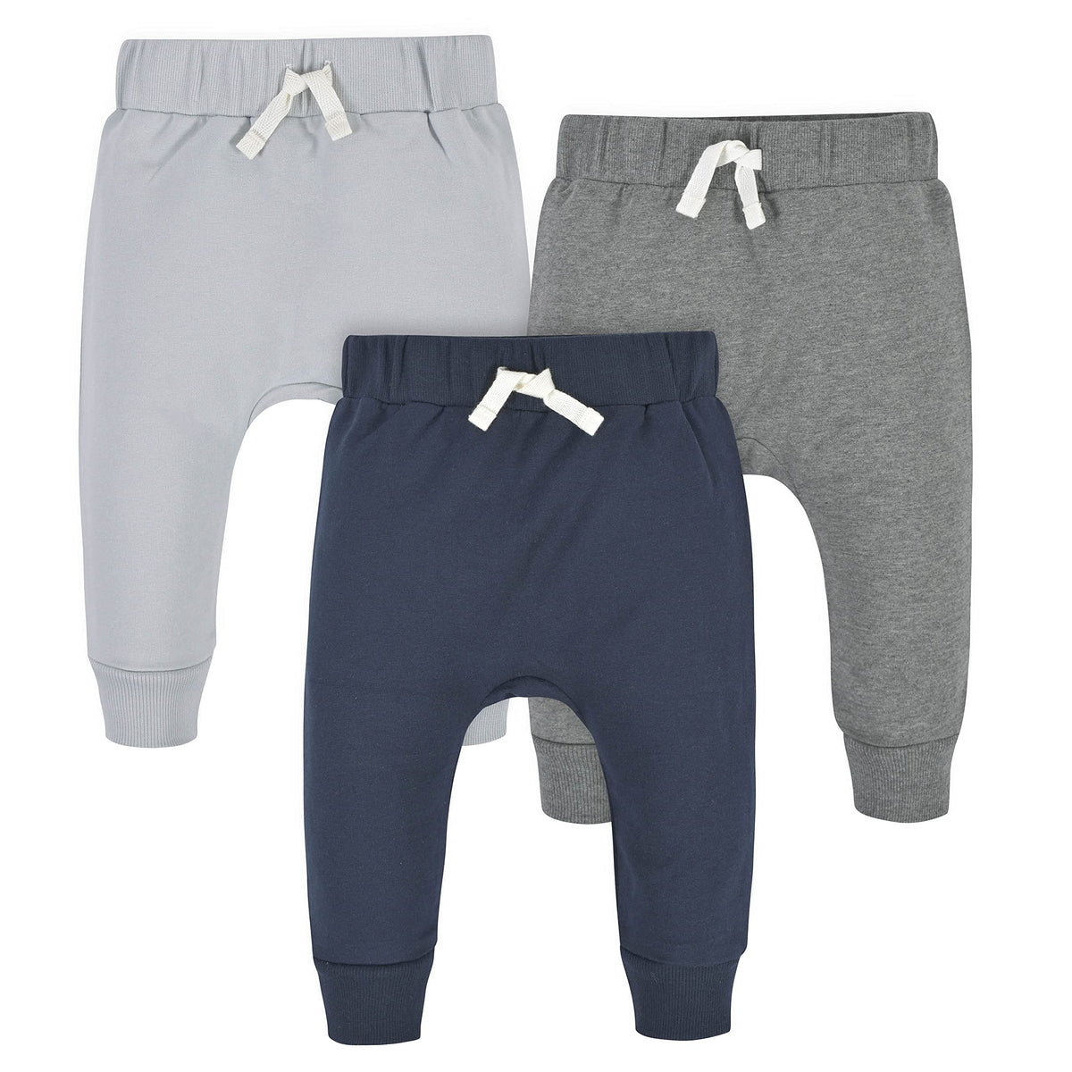 Gerber Baby Boys Toddler 3-Pack Jogger Sweatpants, Navy/Gray, 3-6 Months US