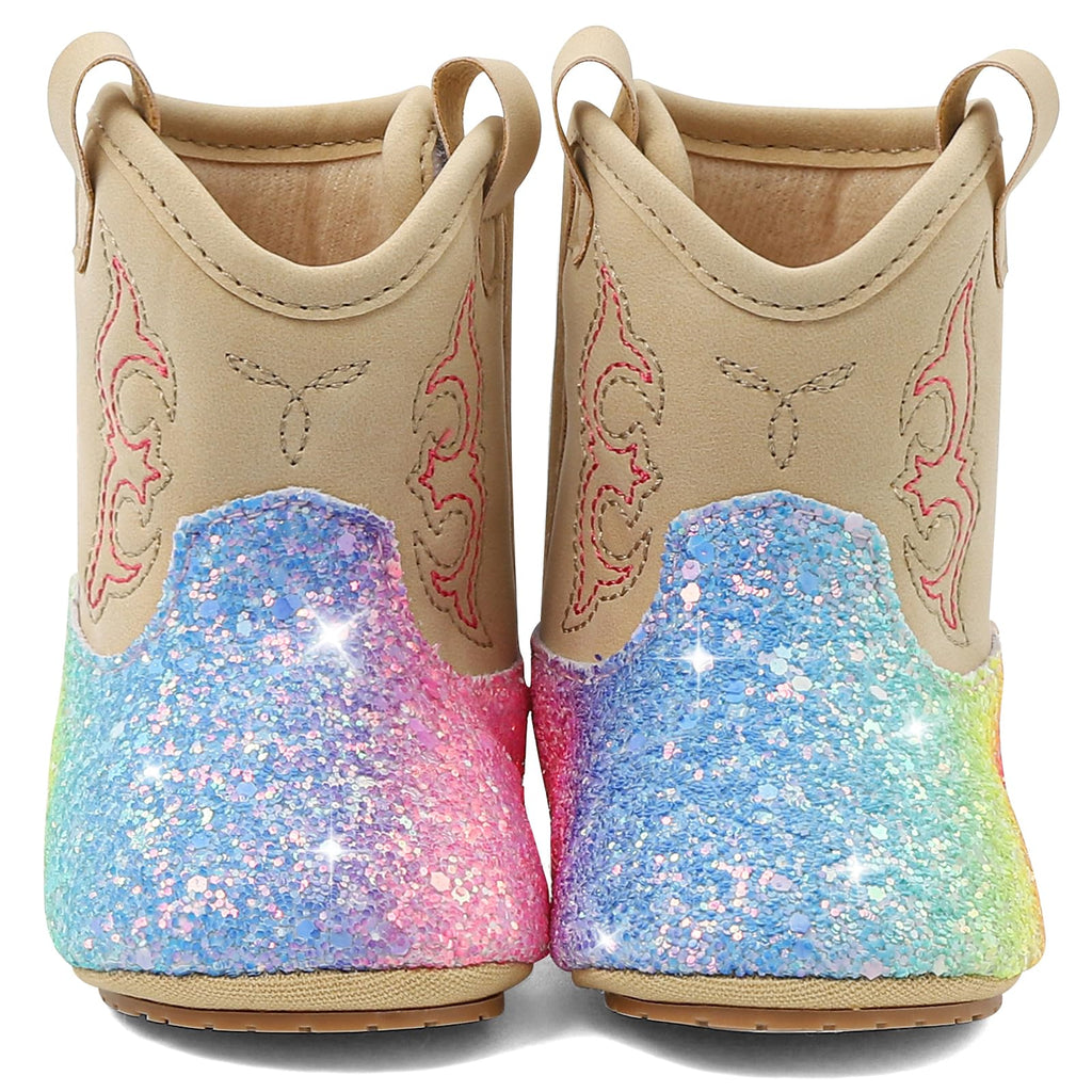 MK MATT KEELY Leather Western Boots Cowboy Bootie Soft Sole Non-Slip Crib Shoes for Baby Infant Toddler Girls Boys Newborn