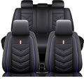 Leather Car Seat Covers Fit for LR Range Rover Sport 2023-2025, 5 Seater Waterproof and Wear-Resistant Seat Cover Interior Accessories(Full Set,Black&Blue)