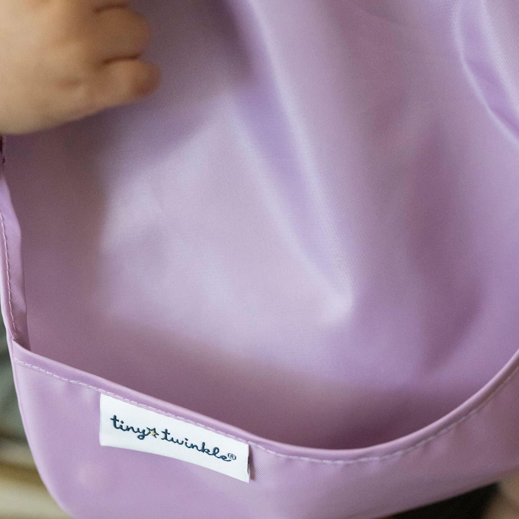 Tiny Twinkle Mess-Proof Baby Bibs for Eating | Waterproof, Wipeable Toddler Bibs with Catch-All Pocket | Feeding Bibs for Girls & Boys(3 Pack,Butterfly)