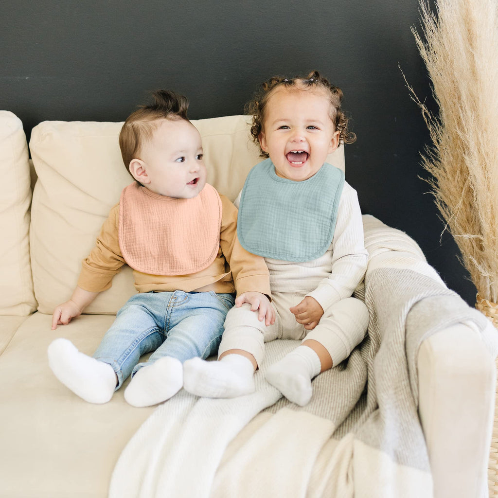 Konssy 6-Pack Muslin Cotton Baby Bibs for Drooling and Teething