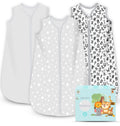 Cute Castle Baby Sleep Sack 12-18 Months - Lightweight 100% Cotton 2-Way Zipper TOG 0.5 Infant Wearable Blanket, Newborn Essentials Toddler Sleep Clothes, 3 Pack(Gray, Letters, Stars)