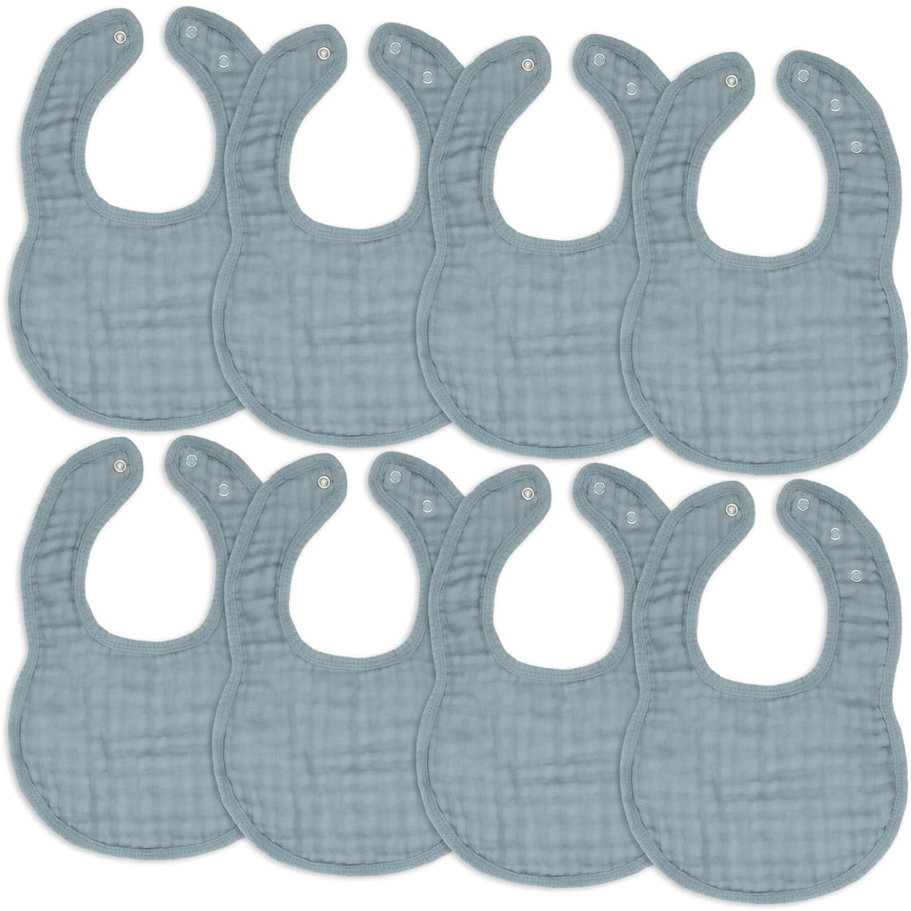 Comfy Cubs Muslin Bibs for Babies, Pack of 8 - Pacific Blue