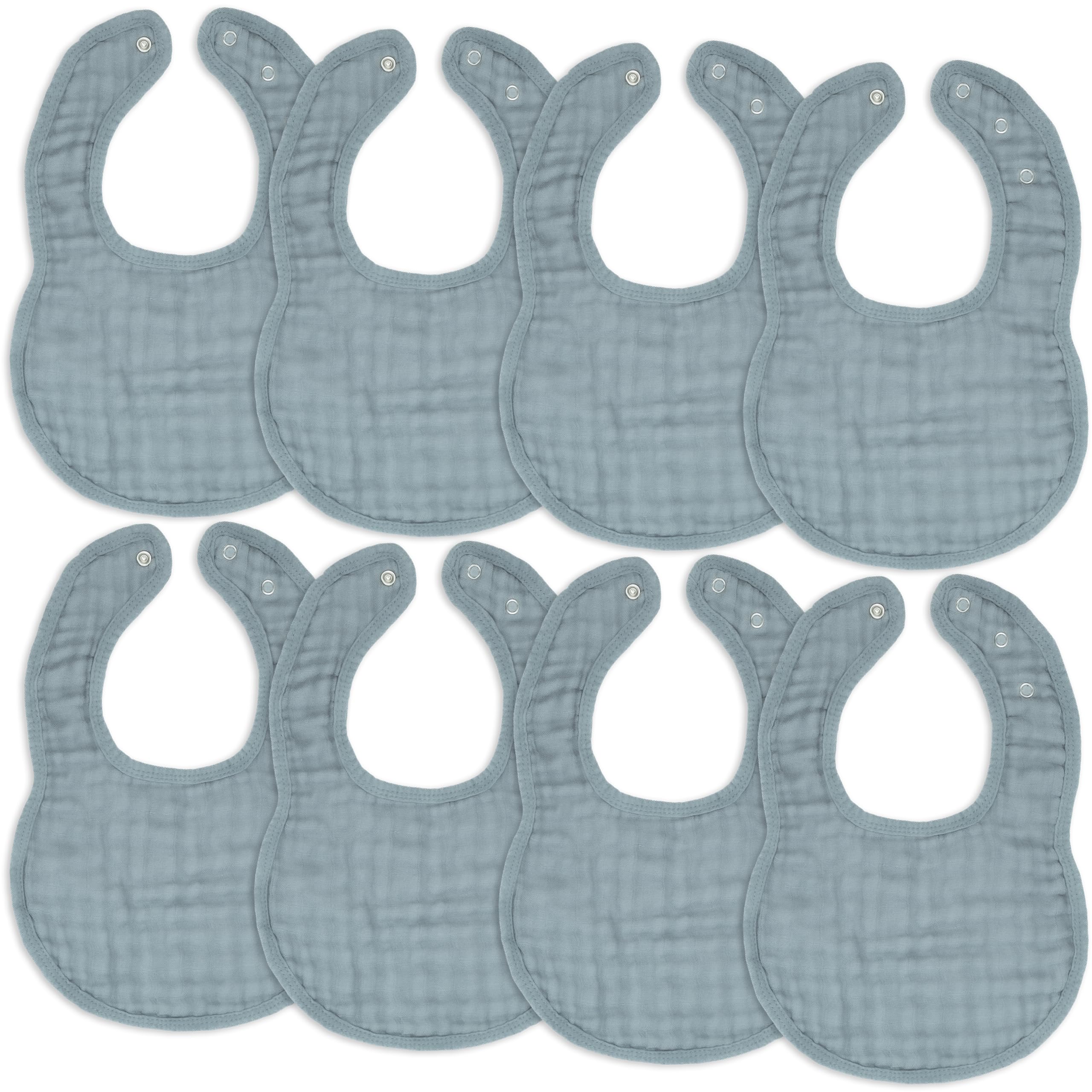 Comfy Cubs Muslin Bibs for Babies, Pack of 8 - Pacific Blue