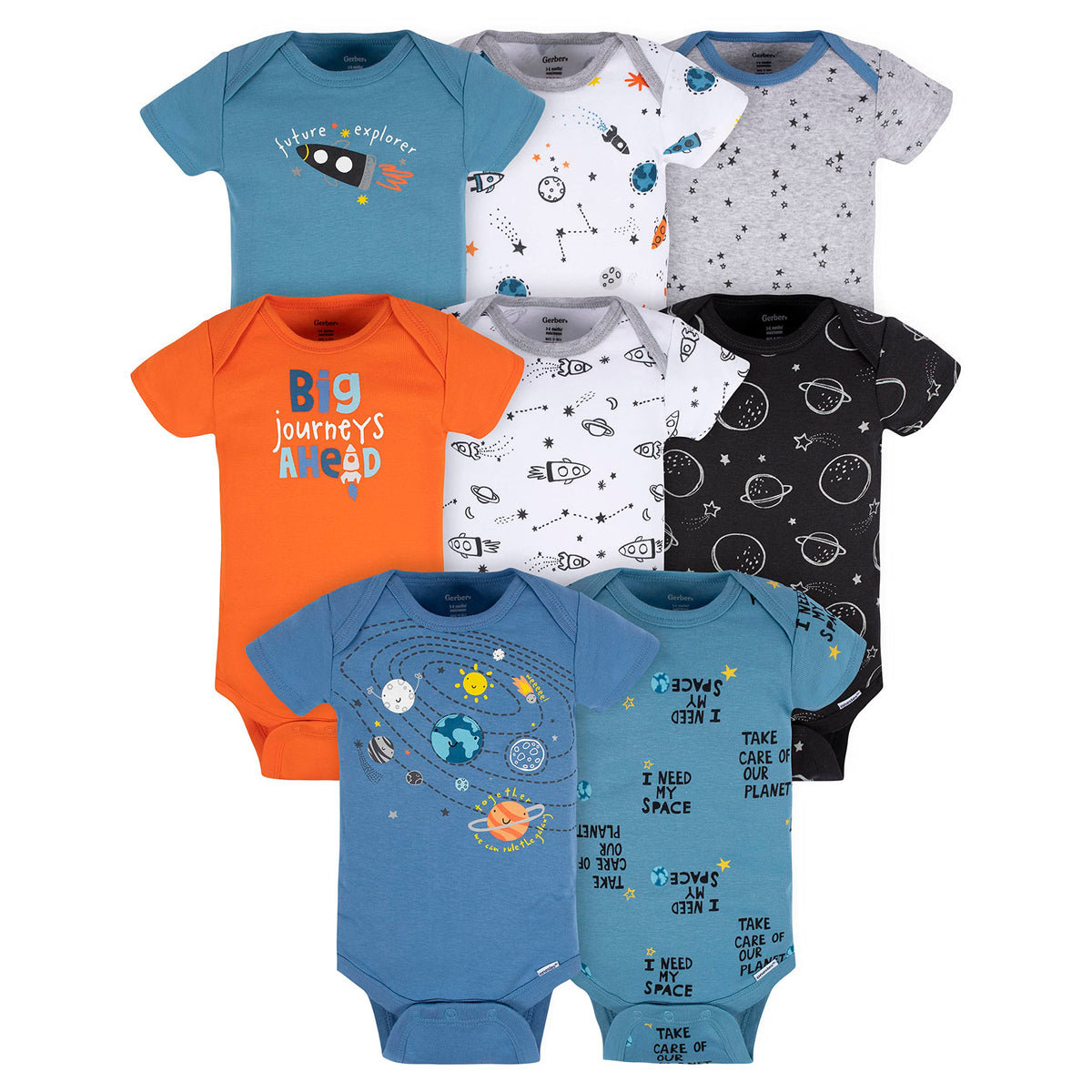 Gerber Baby Boys 8-pack Short Sleeve Onesies Bodysuits And Toddler T-Shirt Set, Bear, 3-6 Months US