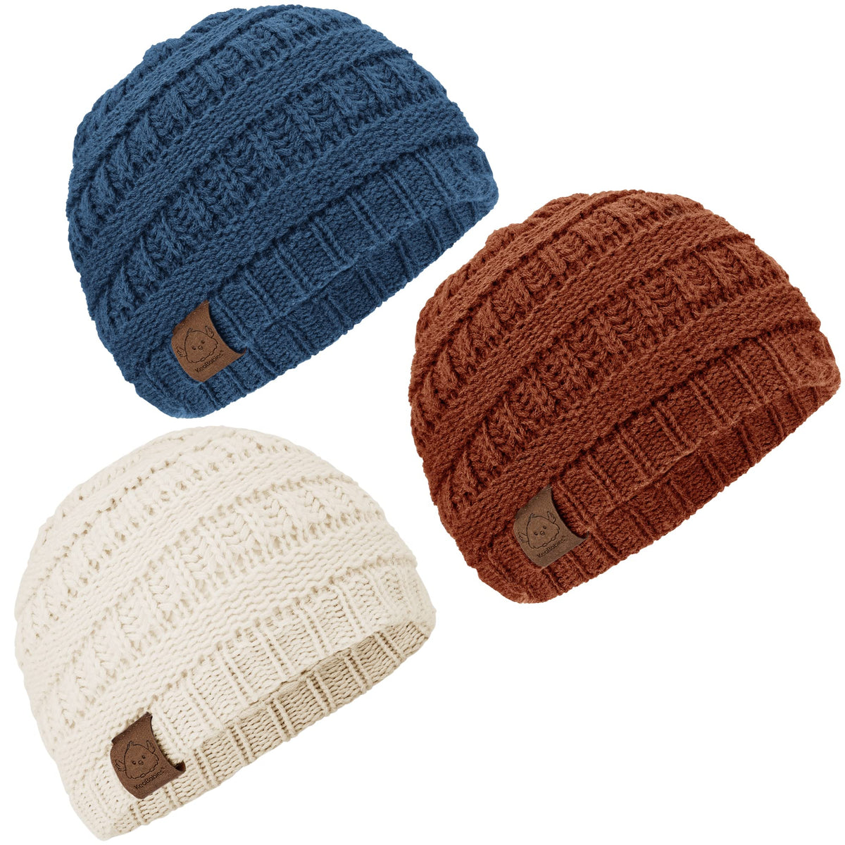 KeaBabies 3pk Baby Beanies for Boys, Girls, Soft Baby Hat (Tea Rose, 6-36M)
