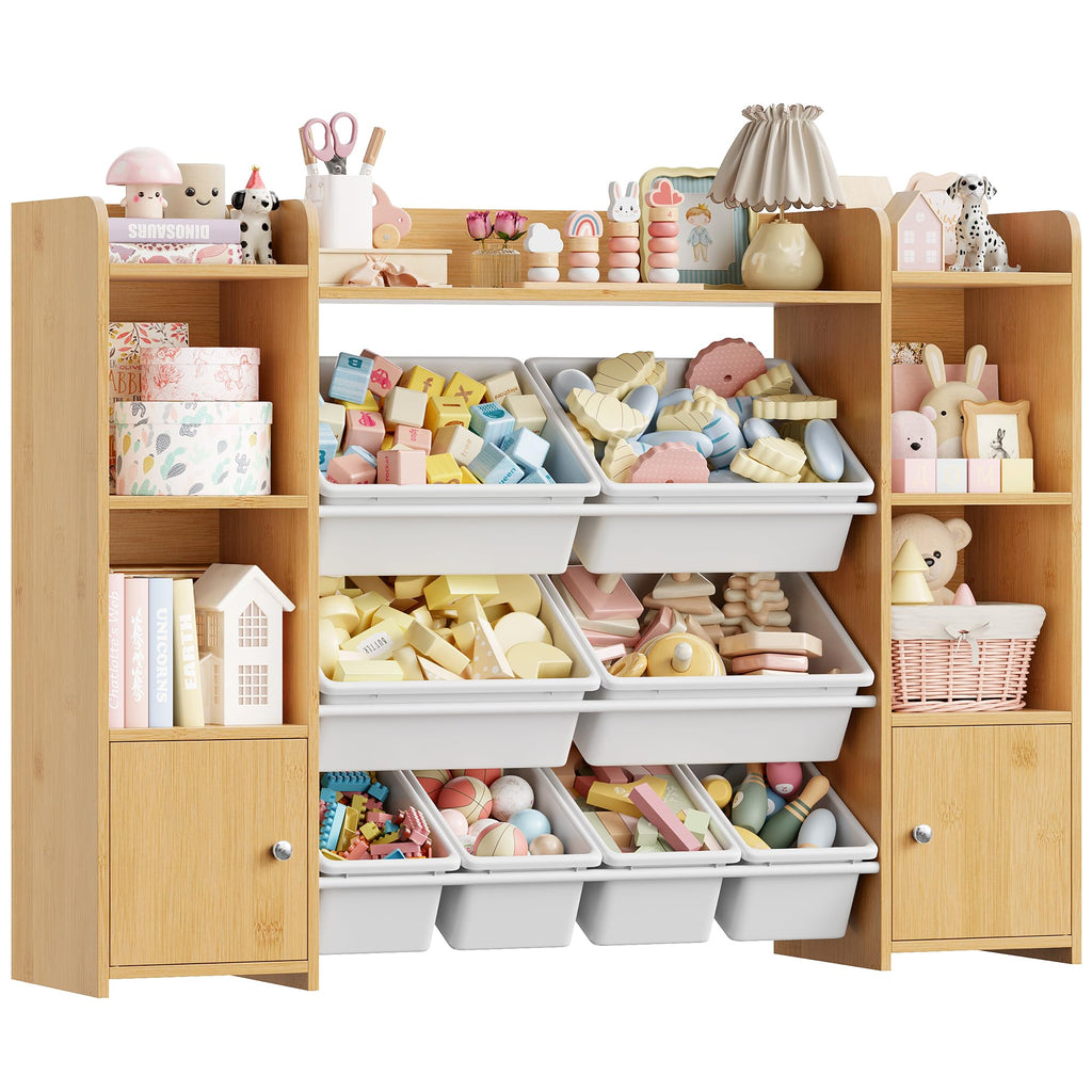 FOTOSOK Toy Storage Organizer with 8 Toy Bins, Toy Organizer Toy Bin for Kids