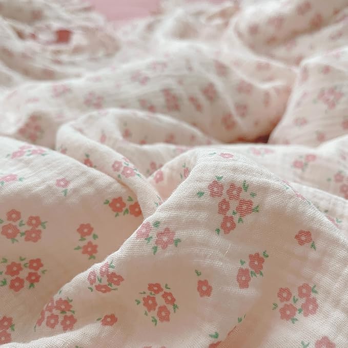 BuLuTu Cotton Muslin Kids Toddler Pillowcase Standard Size, Shabby Chic Galsang Flowers Print, Soft Travel Pillow Case Ruffle Edge Nursery Pillowcases, Boys Girls Bedding Decor, Machine Washable