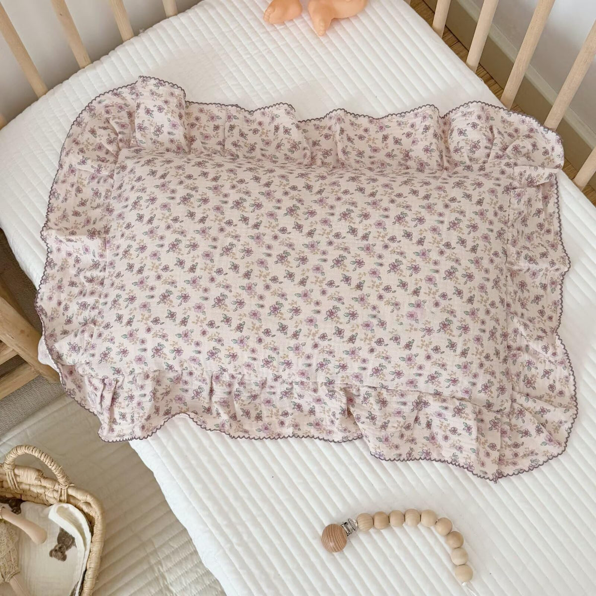 BuLuTu Muslin Toddler Pillowcase for Girls Boys, Sheep Pattern, 14"x20"