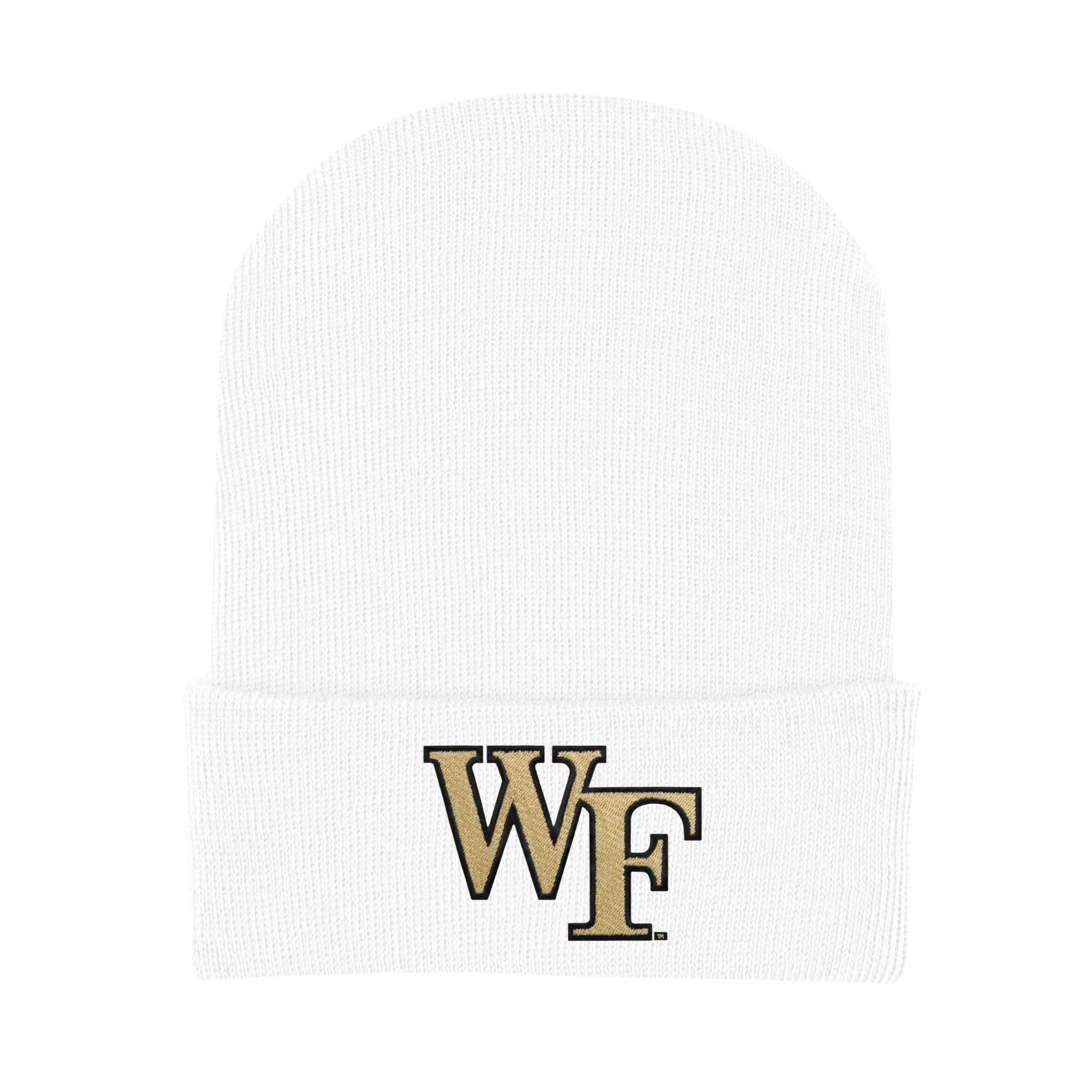 College Baby Knit Cap Wake Forest Demon Deacons Logo - White - Newborn