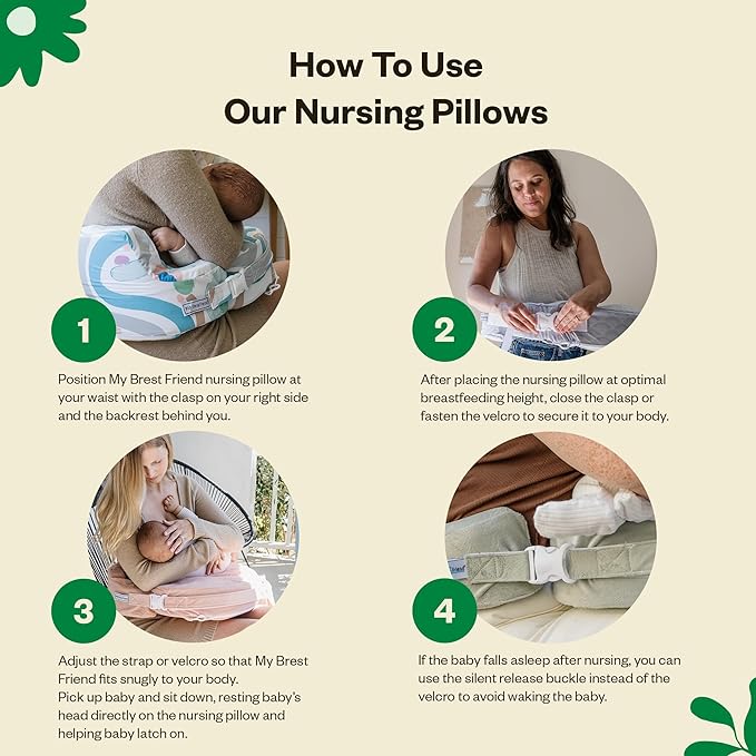 My Brest Friend Super Deluxe Nursing Pillow - Enhanced Comfort & Ergonomic Breastfeeding Pillow for Ultimate Support For Mom & Baby - Adjustable and with Handy Side Pocket, Gold