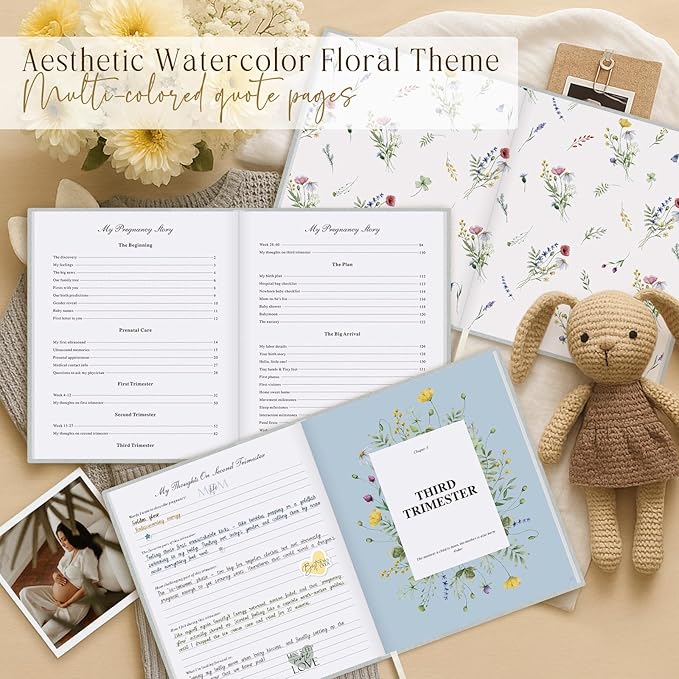 Lanpn My Pregnancy Journal Memory Book for First Time Mom, 156 Page Pregnant Announcement Must Have Planner Scrapbook, Pregnancy Tracking Diary Mom to Be Keepsake Gift for Expecting New Parent Grey