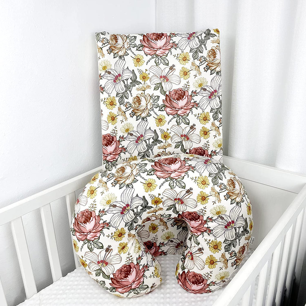 iEvolve Minky Nursing Pillow Cover Breast Feeding Pillow Cover Slipcover U Shape for Baby Boy Girl,Cover Only(Flora)