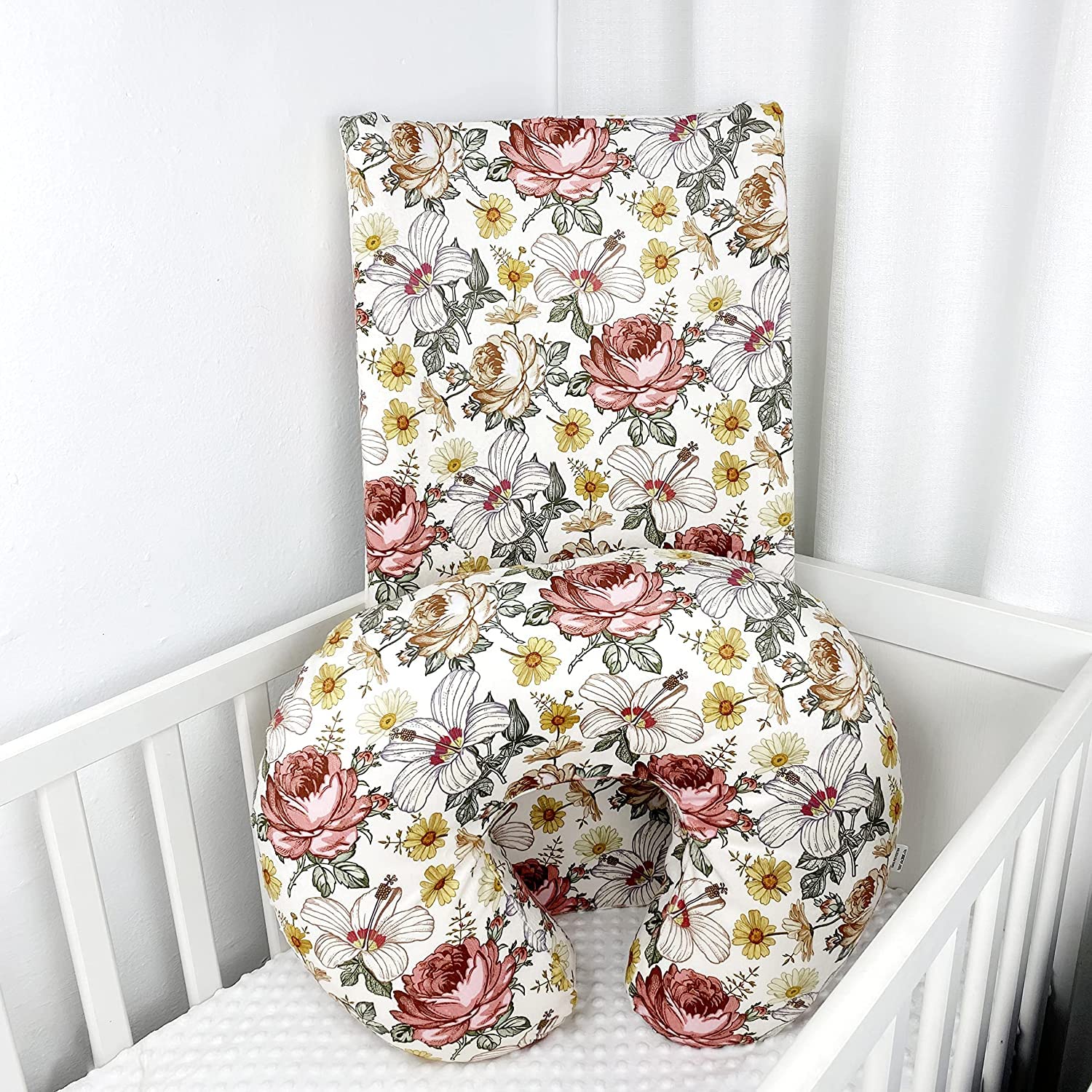 iEvolve Minky Nursing Pillow Cover Breast Feeding Pillow Cover Slipcover U Shape for Baby Boy Girl,Cover Only(Flora)