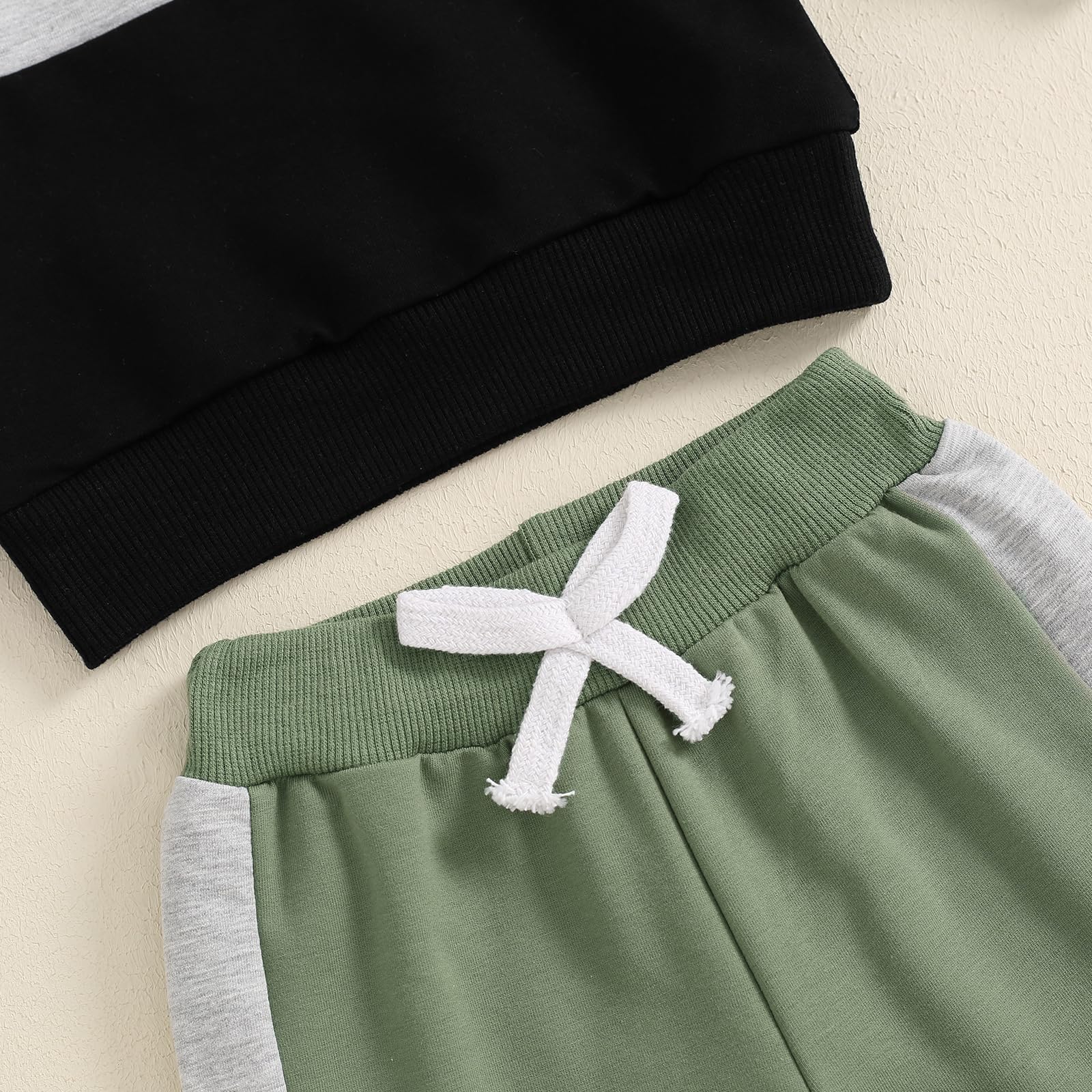 Lucikamy Toddler Baby Boy Fall Outfits Long Sleeve Crew Neck Pullover Sweatshirt + Jogger Pants Set Infant Winter Clothes (A-Black Green, 18-24 Months)