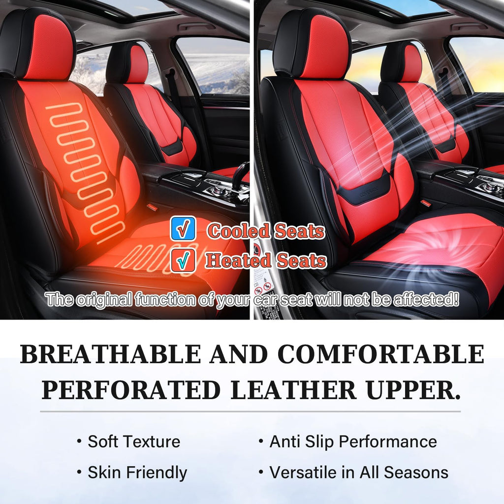 Coverado Car Seat Covers, Seat Covers for Cars, Waterproof Leather Auto Seat Protectors, Leather Car Seat Cushion, Car Interiors Accessories Universal Fit for Most Cars
